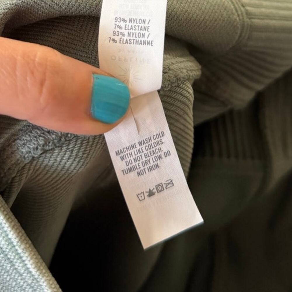Aerie Light Green Ribbed High Waist Ankle Length Leggings Yoga Workout - Picture 4 of 5